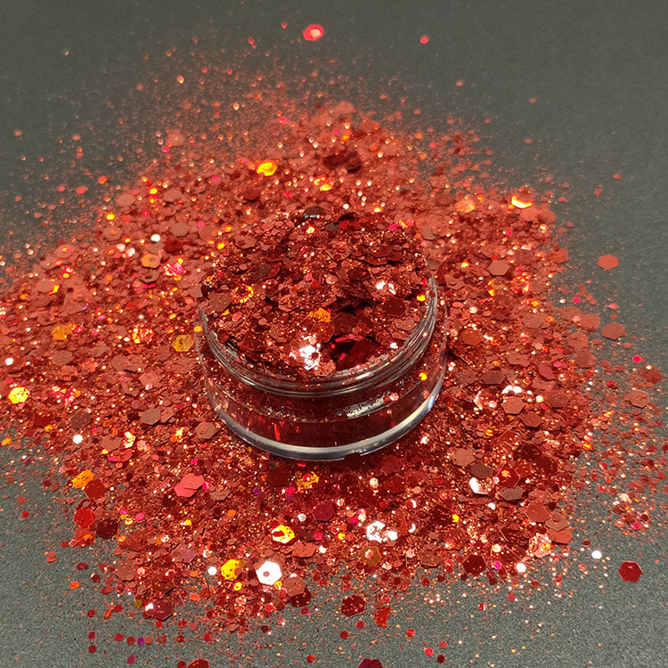 Red and Silver Chunky Glitter Mix, Wholesale Bulk - CM09 Be Mine